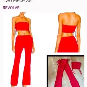 H:ours Revolve Lucy Side Tie Pant & Gigi Tube Top 2-Piece Set - Fiery Red
